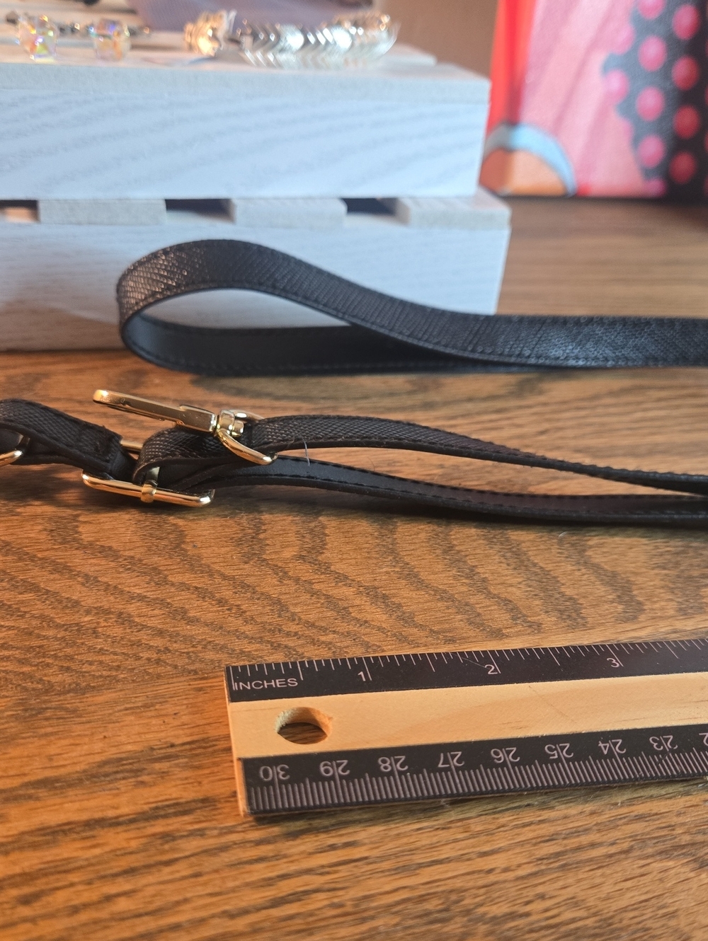 Adjustable Black Crossbody Strap with Gold Hardware
